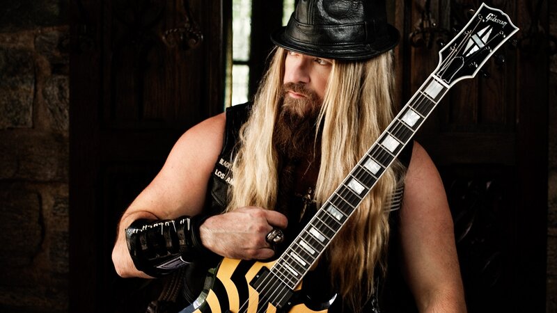 Man with Long Hair Holding Guitar — Black
