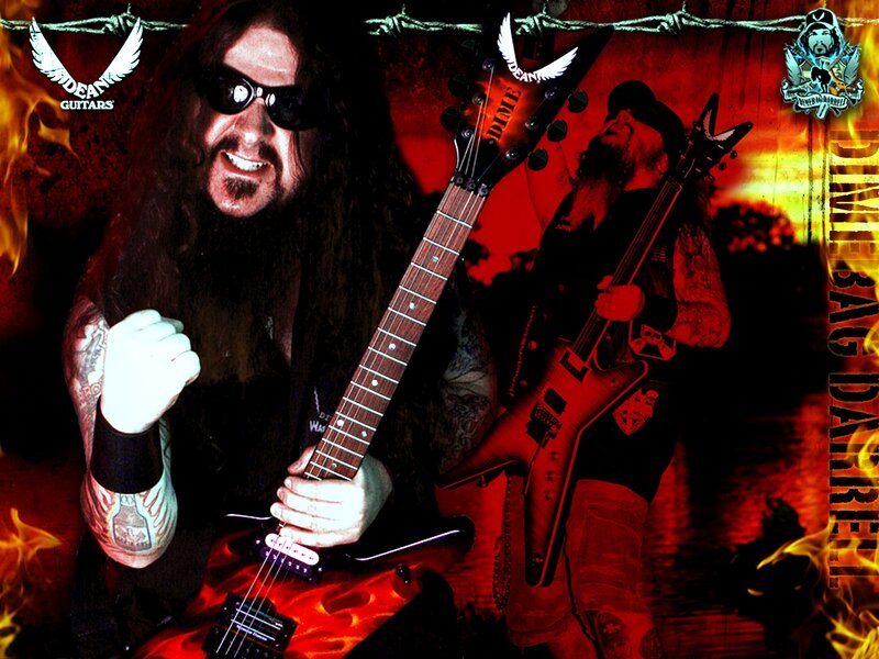 Man with Long Hair Holding Guitar — Red