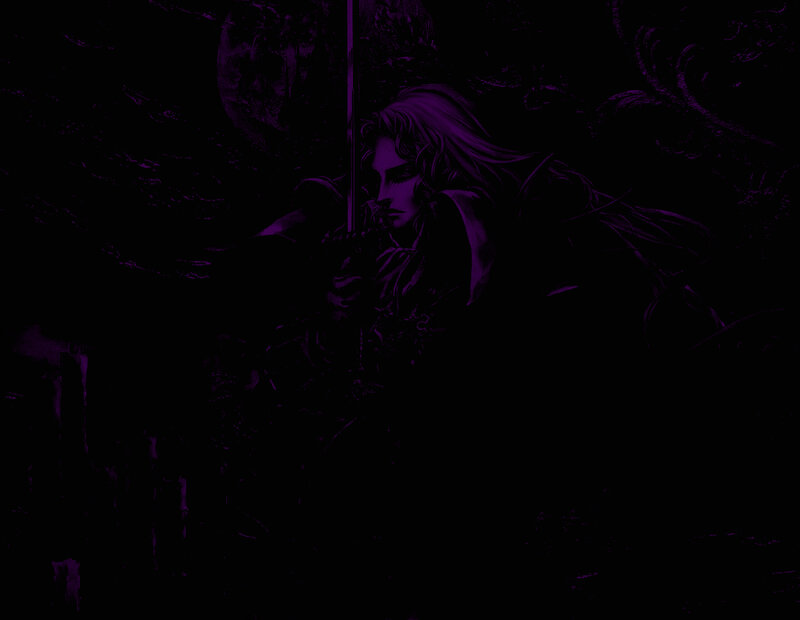 Man with Long Hair Holding Sword — Purple