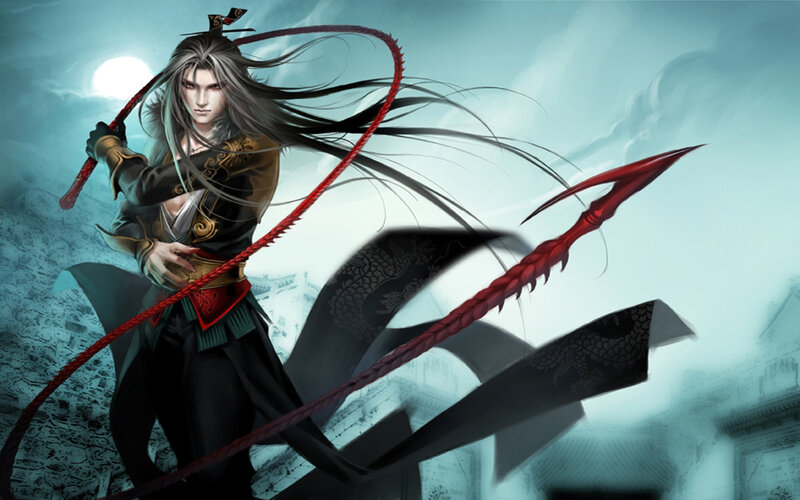 Man with Long Hair Holding Weapon