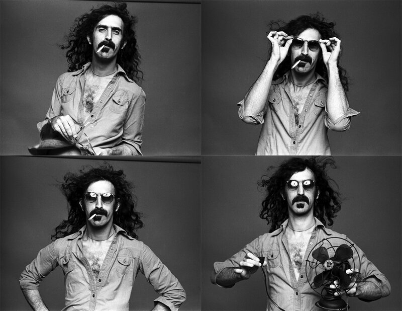 Man with long hair in four poses