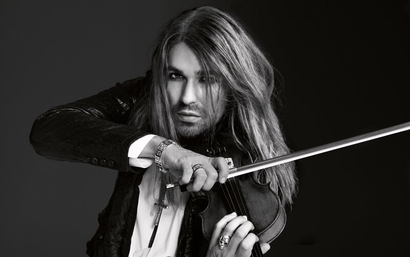 Man with Long Hair Playing Violin