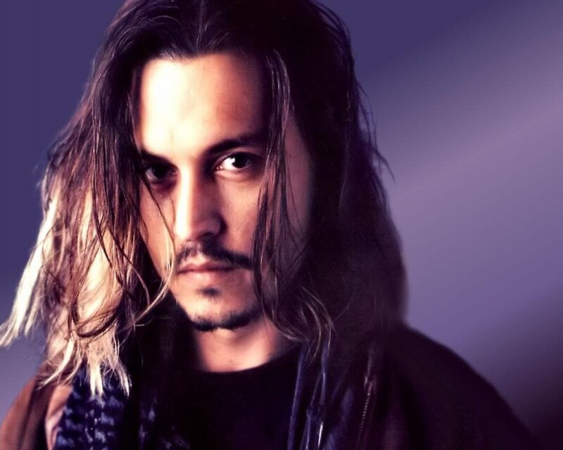 Man with Long Hair — Purple, Dramatic, Photograph