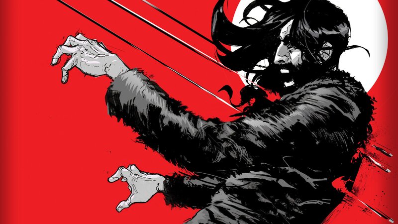 Man with Long Hair — Red, Dramatic, Manga