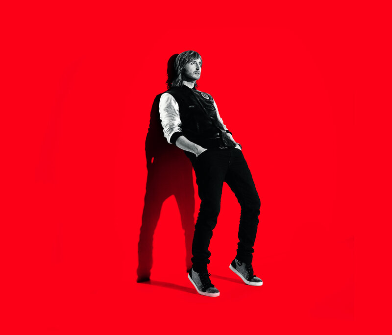 Man with Long Hair — Red, Dramatic, Photograph, Red Background