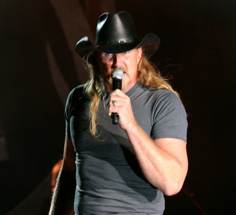 Man with Long Hair Singing — Black, Performing