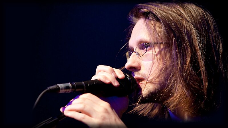 Man with Long Hair Singing — Black