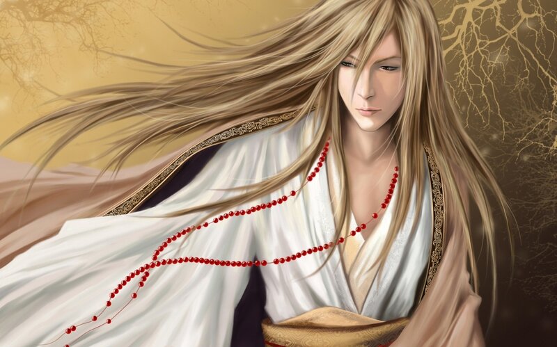 Man with Long Hair — White, Dramatic, Digital Art