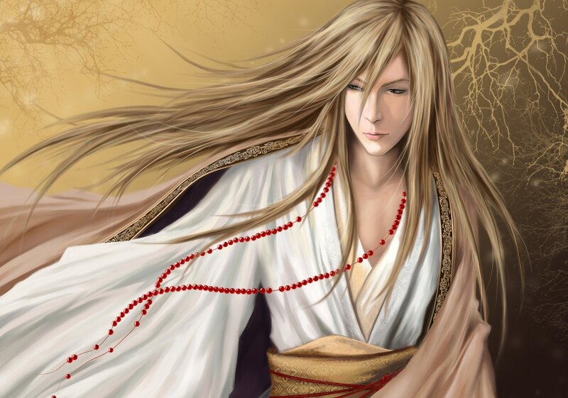 Man with Long Hair — White, Dramatic