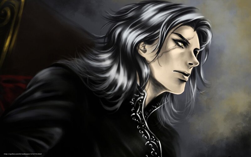 Man with Long Silver Hair — Black