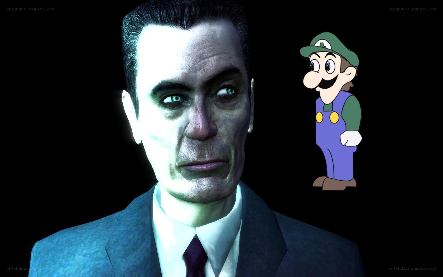 Man with Luigi character