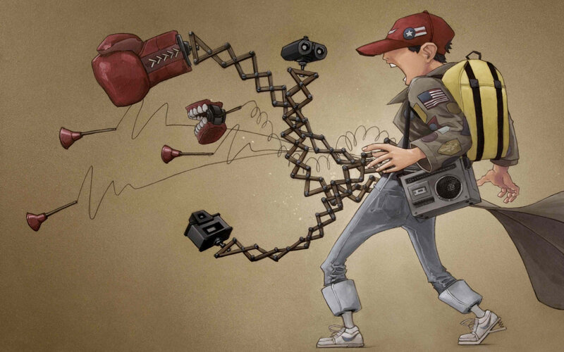 man with mechanical arm