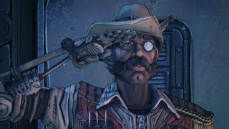 Man with Mechanical Arm — Blue, Dramatic