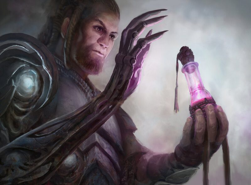 Man with Mechanical Arm — Purple, Dramatic