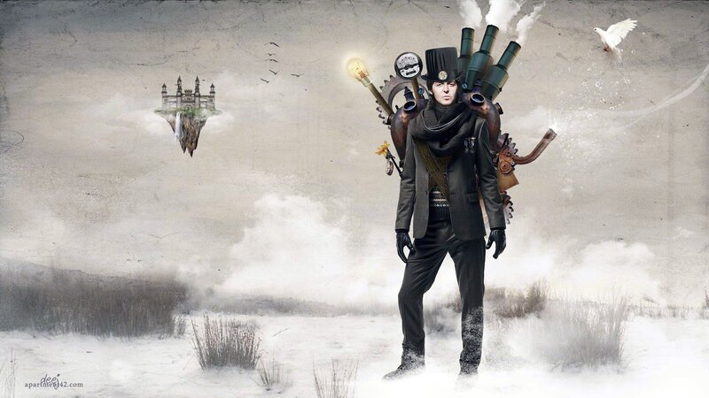 Man with Mechanical Backpack
