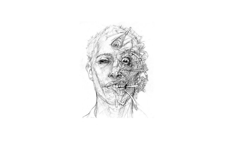 Man with Mechanical Face