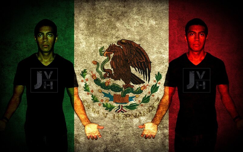 Man with Mexican flag background