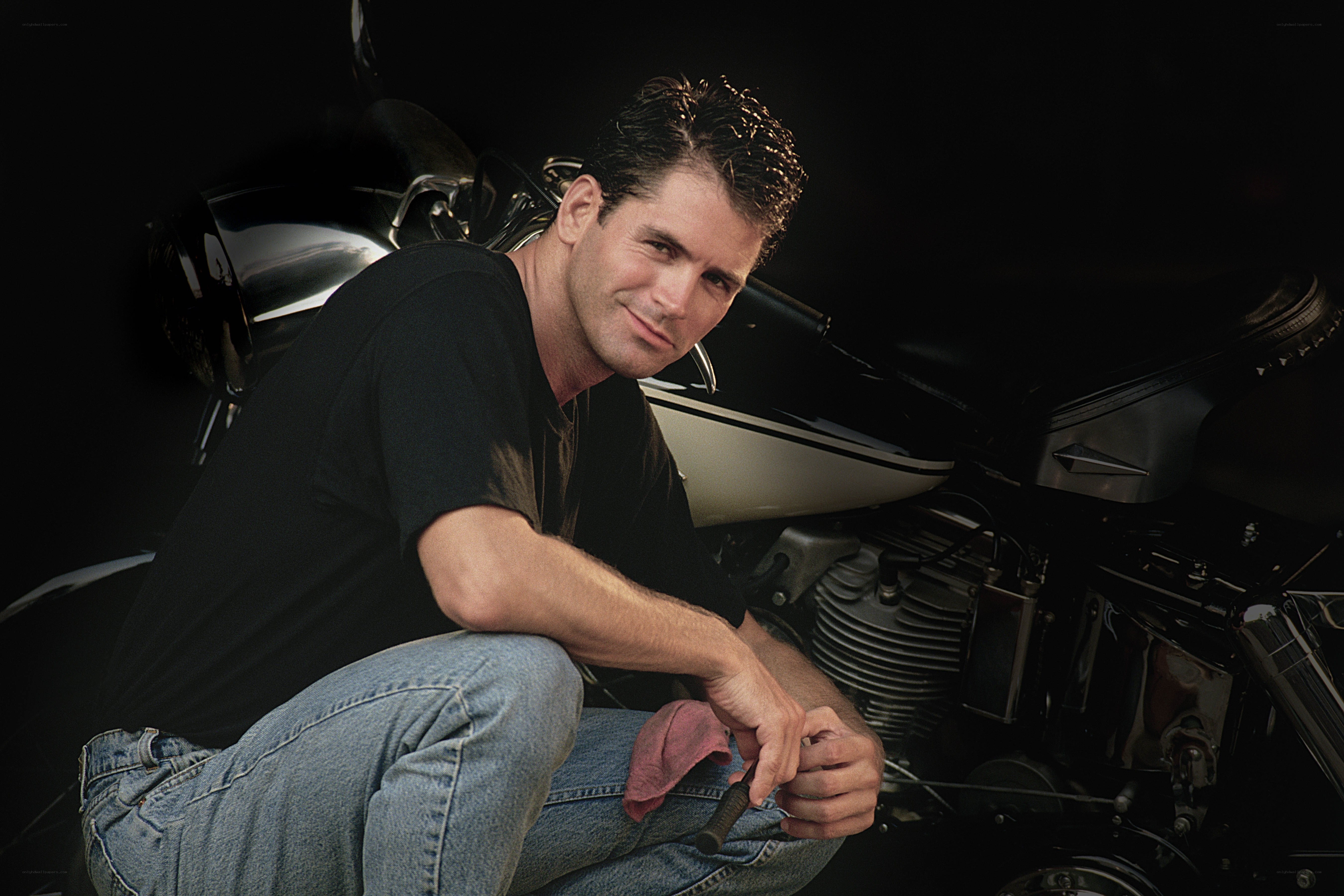 man with motorcycle