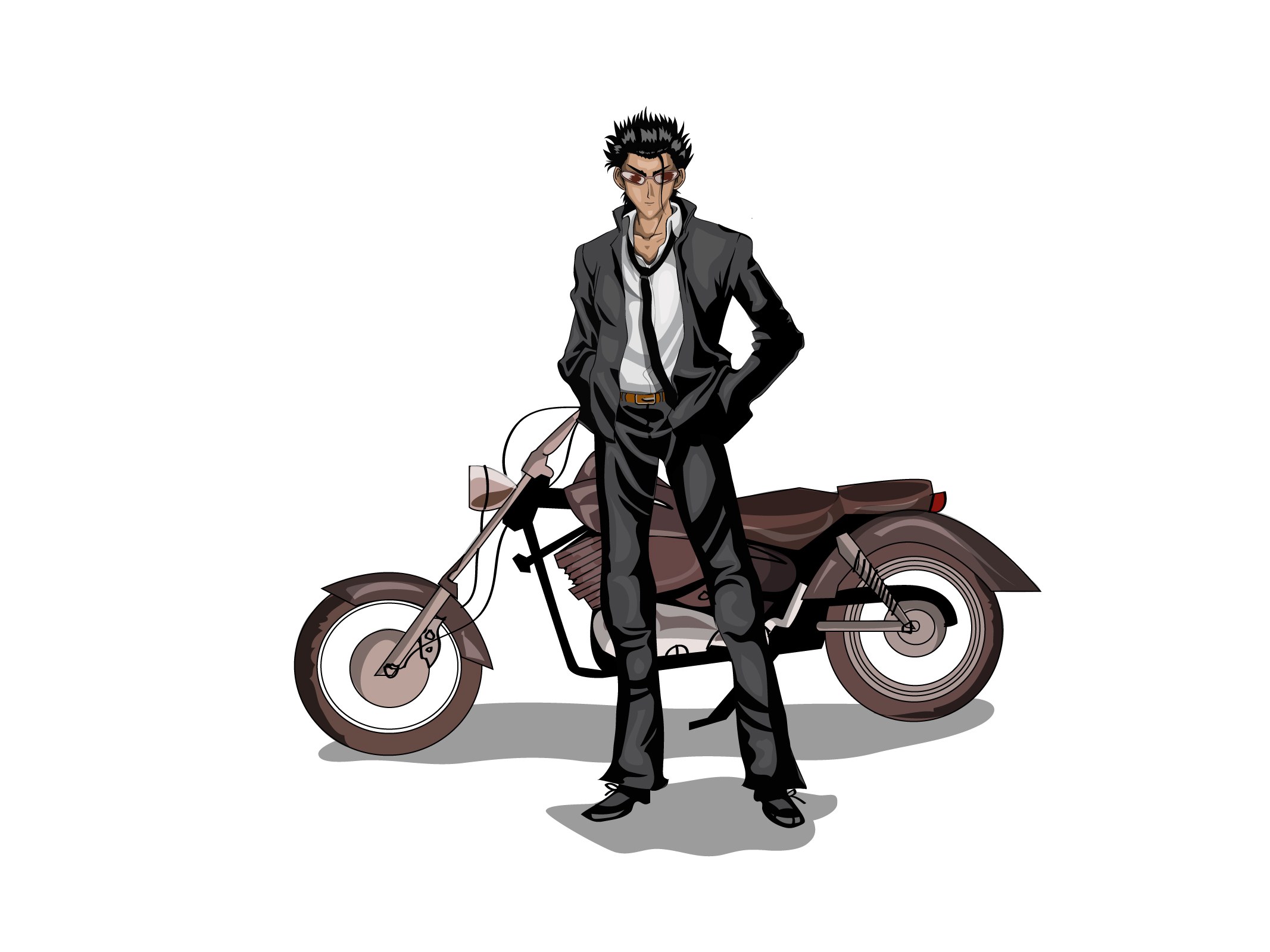 man with motorcycle character