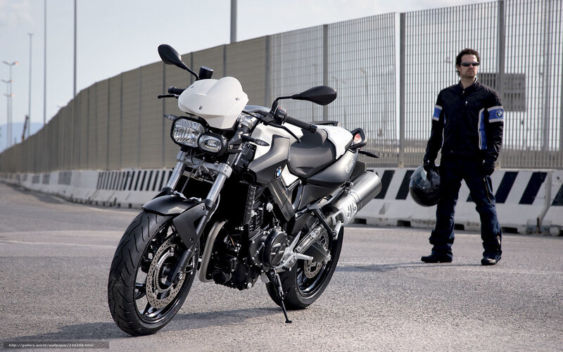 Man with Motorcycle — White