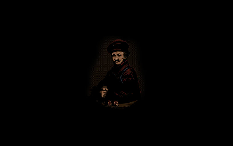 man with mushrooms in dark room
