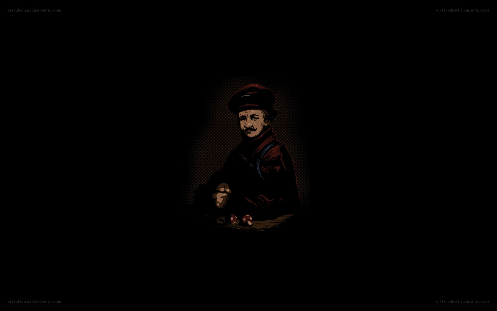 man with mushrooms in dark room