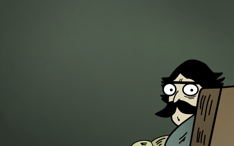 Man with Mustache and Glasses — Green, Neutral
