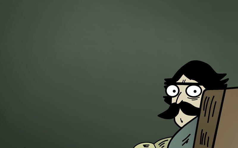 Man with Mustache and Glasses — Green