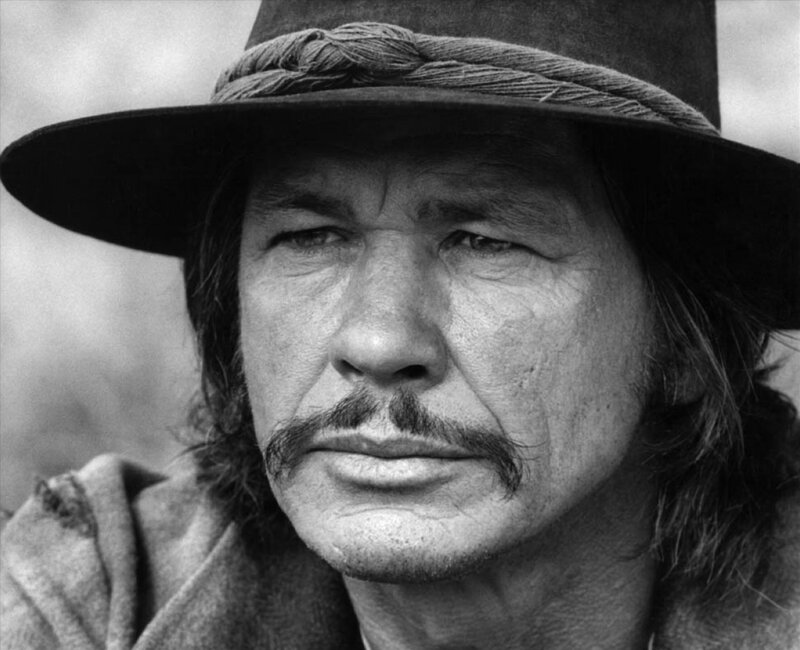 Man with Mustache and Hat — Black, Serious