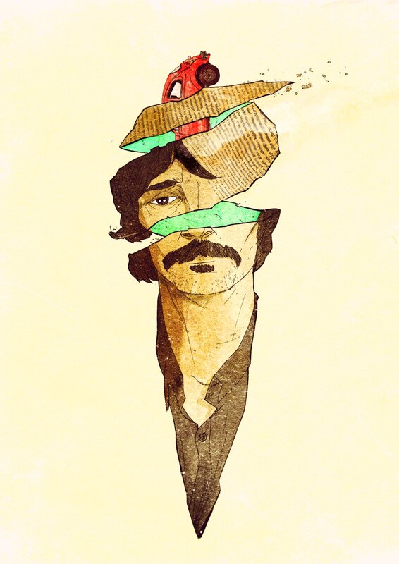 Man with Mustache and Hat — Brown, Dreamy