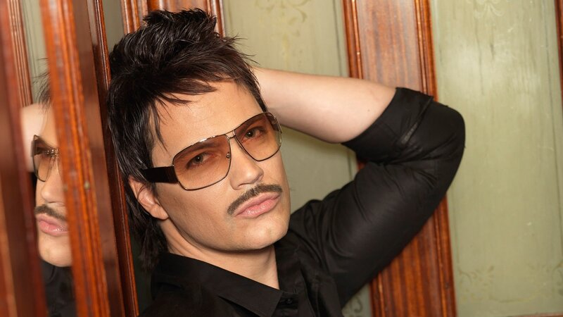Man with Mustache and Sunglasses — Black