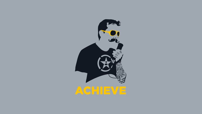 Man with Mustache and Sunglasses — Gray
