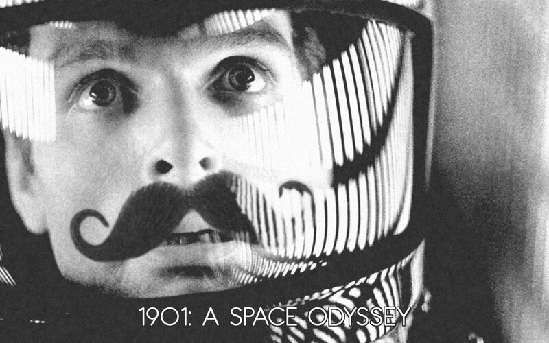 Man with Mustache — Black, Dramatic, Photograph, Helmet