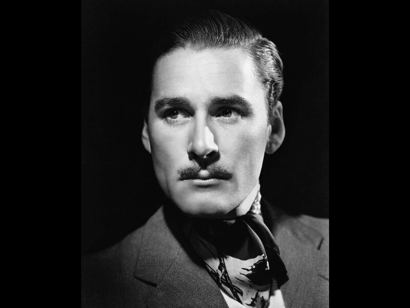 Man with Mustache — Black, Dramatic, Photograph, Suit