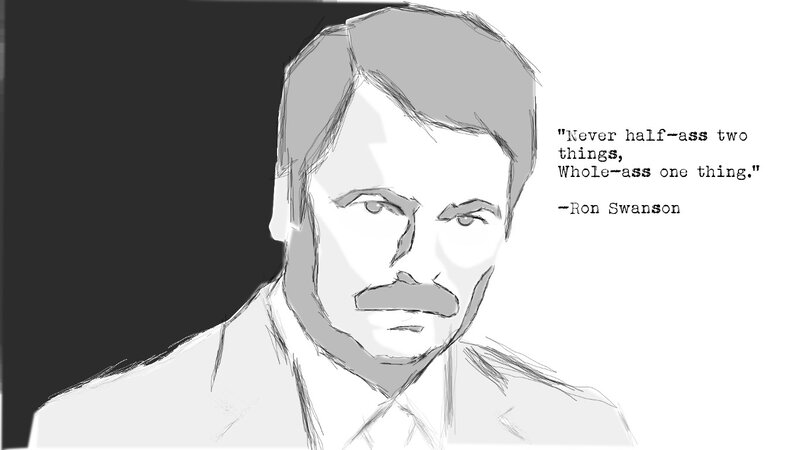 Man with Mustache — Black, Serious, Illustration, Quote