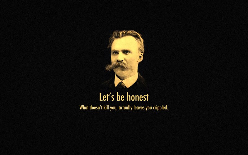Man with Mustache — Black, Serious, Photograph, Text