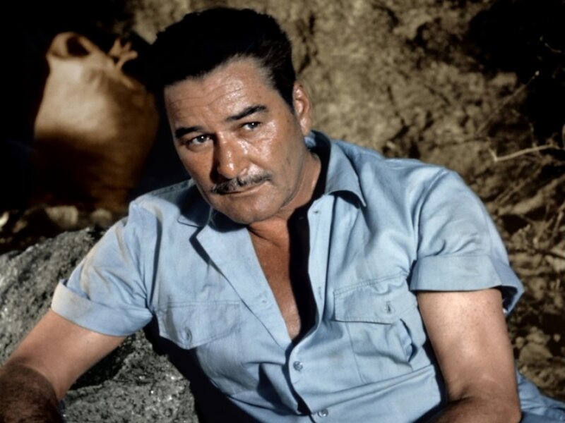 Man with Mustache — Blue, Serious