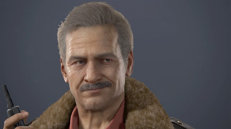 Man with Mustache Holding Radio