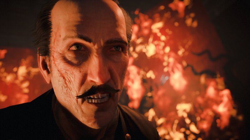 Man with Mustache in Fire