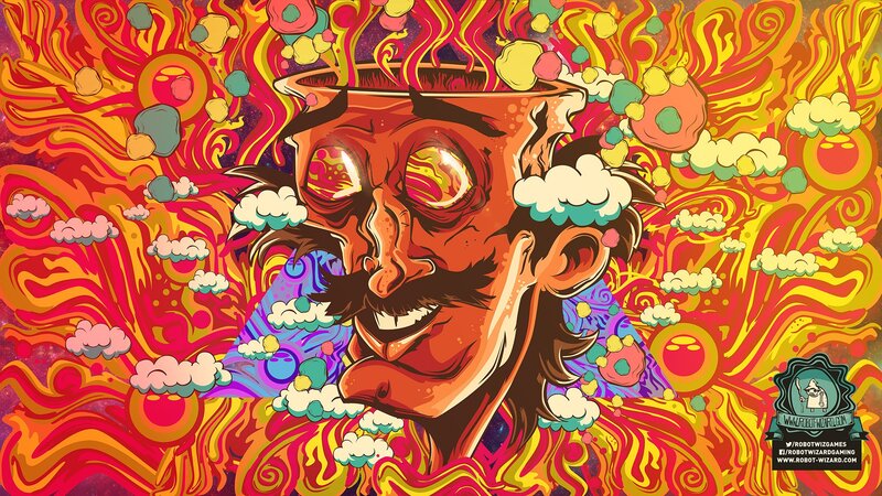 Man with Mustache in Flames