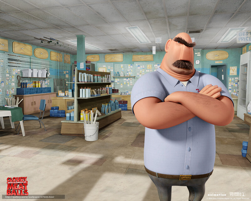 Man with Mustache in Store — Blue
