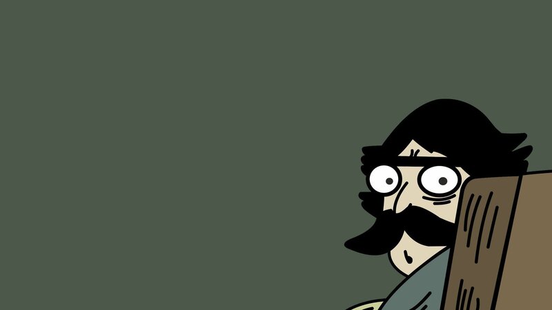 Man with Mustache Peeking — Green