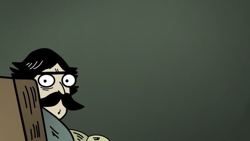 man with mustache peeking out