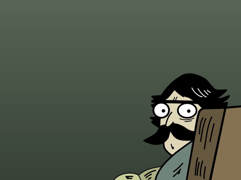 Man with Mustache Reading