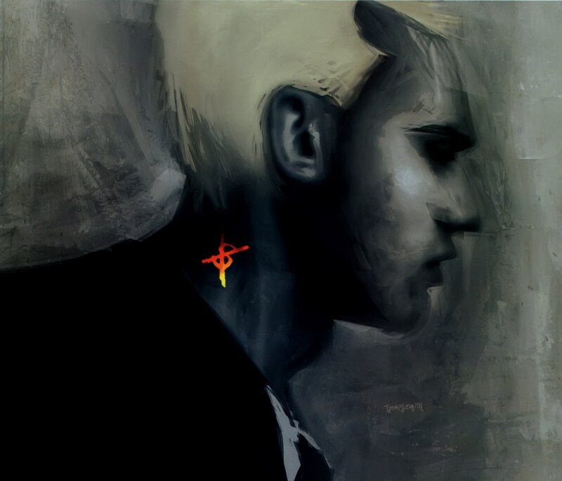 Man with Neck Tattoo — Gray