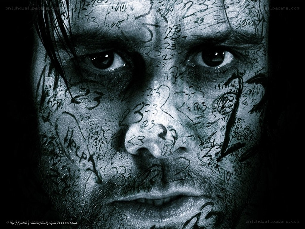 man with numbers on face