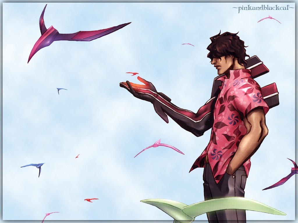 man with origami birds