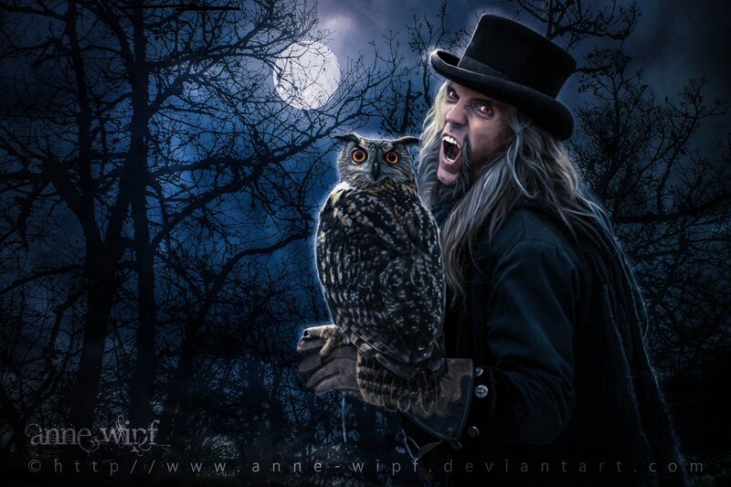 Man with Owl in Forest