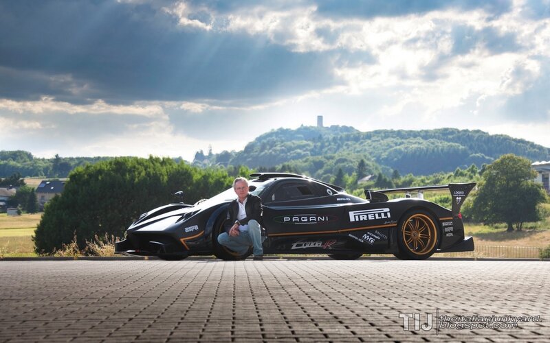 Man with Pagani sports car