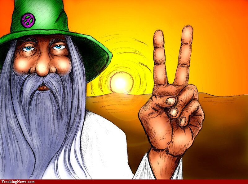 man with peace sign